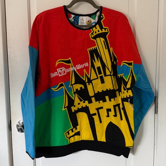NWT Disney Parks Walt Disney World Castle Allover Print Reversible Sweatshirt